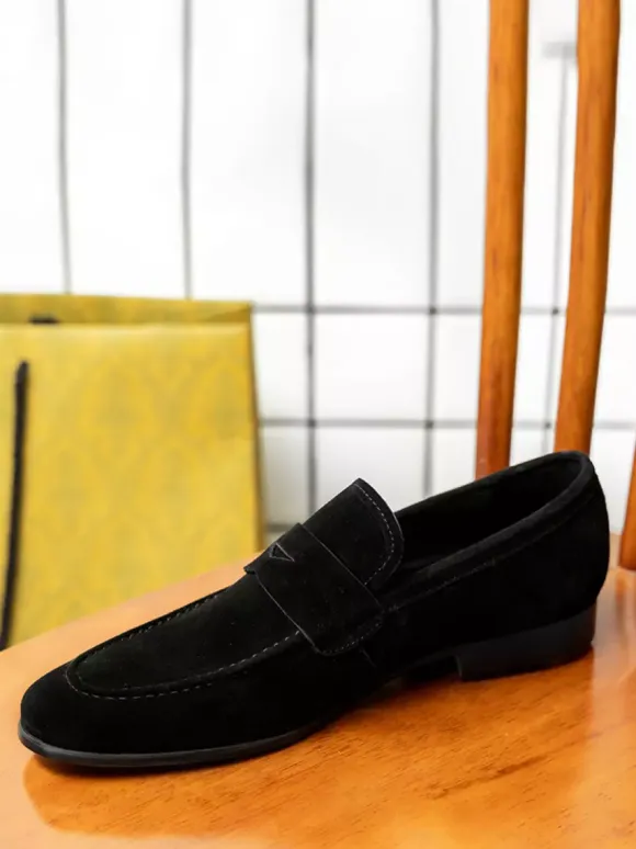 Men's Slip On Loafers Suede Lether Round Toe Casual Penny Loafers