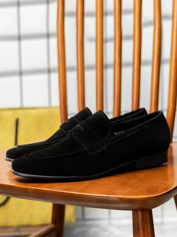 Men's Slip On Loafers Suede Lether Round Toe Casual Penny Loafers