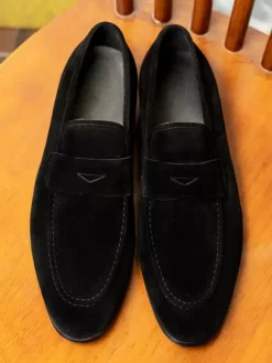 Men's Slip On Loafers Suede Lether Round Toe Casual Penny Loafers
