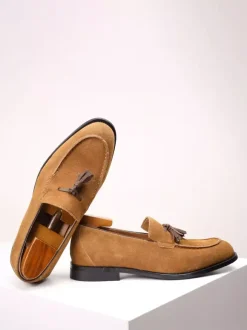 Men's Slip On Loafers Suede Round Toe Flat Casual Shoes