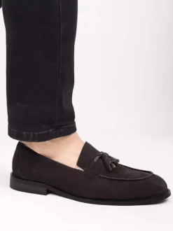 Men's Slip On Loafers Suede Round Toe Flat Casual Shoes