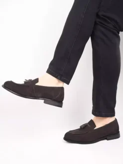 Men's Slip On Loafers Suede Round Toe Flat Casual Shoes