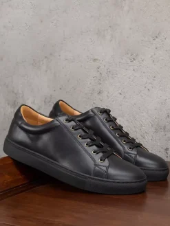Mens Sneakers Comfy Cowhide Round Toe Low Top Lace Up Shoes
