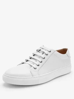 Mens Sneakers Comfy Cowhide Round Toe Low Top Lace Up Shoes