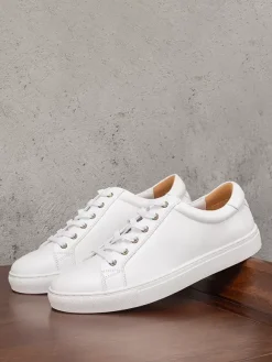 Mens Sneakers Comfy Cowhide Round Toe Low Top Lace Up Shoes