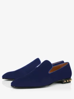 Men's Spiked Heel Dress Loafers Slip On in Black Prom Party Wedding Shoes