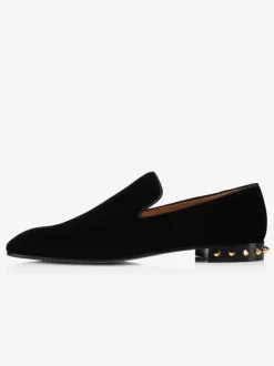 Men's Spiked Heel Dress Loafers Slip On in Black Prom Party Wedding Shoes