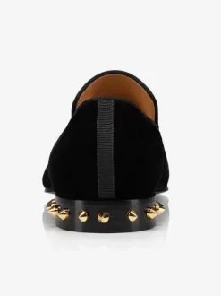 Men's Spiked Heel Dress Loafers Slip On in Black Prom Party Wedding Shoes