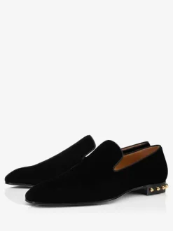 Men's Spiked Heel Dress Loafers Slip On in Black Prom Party Wedding Shoes