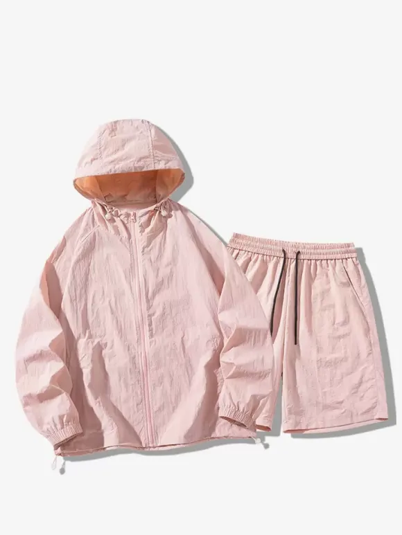 Men's Sports Set Casual Hooded Top and Shorts
