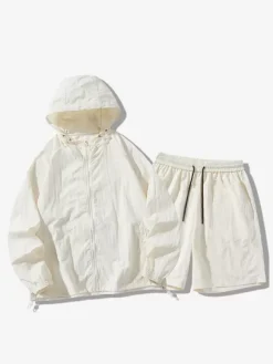 Men's Sports Set Casual Hooded Top and Shorts