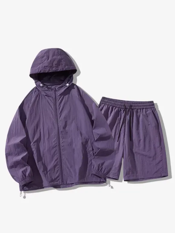 Men's Sports Set Casual Hooded Top and Shorts