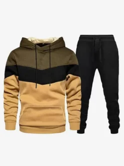 Men's Sports Suit Casual Hooded Sweatshirt and Trousers Two-Piece Suit