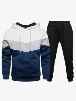 Men's Sports Suit Casual Hooded Sweatshirt and Trousers Two-Piece Suit