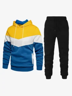 Men's Sports Suit Casual Hooded Sweatshirt and Trousers Two-Piece Suit