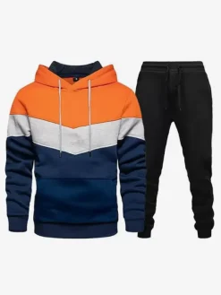 Men's Sports Suit Casual Hooded Sweatshirt and Trousers Two-Piece Suit