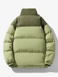Men's Stand Collar Loos Corduroy Splicing Winter Cotton Coat