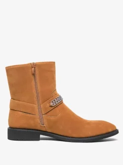 Men's Suede Ankle Boots with Chain Retro Style Casual Fashion Short Boots