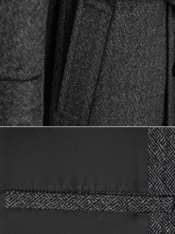 Men's Suit Coat Double Breasted Belted Notched Lapel Collar Gray Woolen Coat