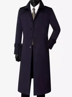 Men's Suit Coat Notched Lapel Collar Longline Coat