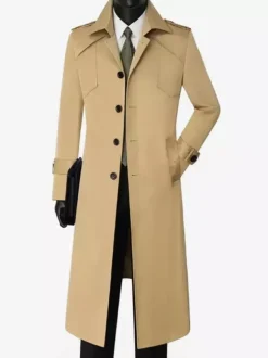 Men's Suit Coat Notched Lapel Collar Longline Coat