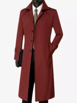 Men's Suit Coat Notched Lapel Collar Longline Coat