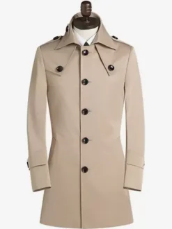 Men's Suit Coats Mid-Length Simple Business Coats British Style Formal Coat