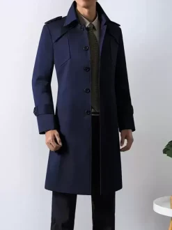 Men's Suit Coat Turn Down Collar Chic Pocket Coffee Brown Coat