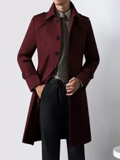 Men's Suit Coat Turn Down Collar Chic Pocket Coffee Brown Coat