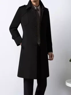 Men's Suit Coat Turn Down Collar Chic Pocket Coffee Brown Coat