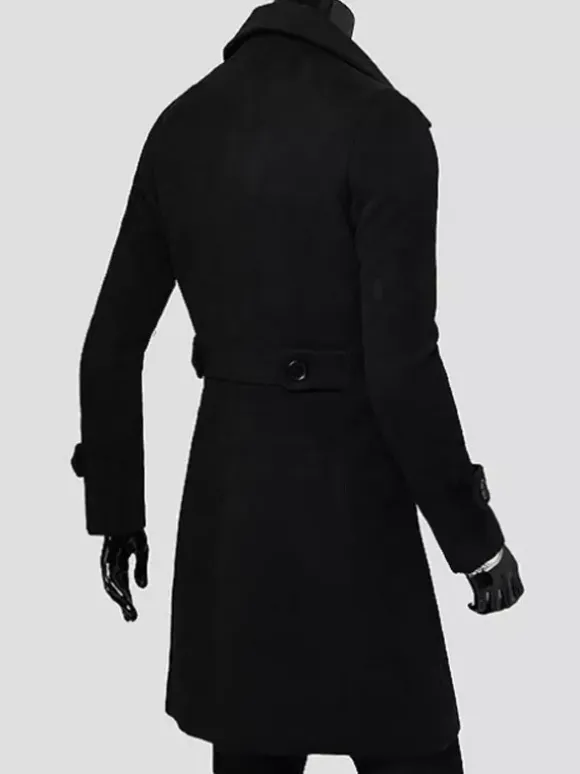 Men's Suit Double Breasted Turn-Down Collar Chic Slim Fit Maxi Coat