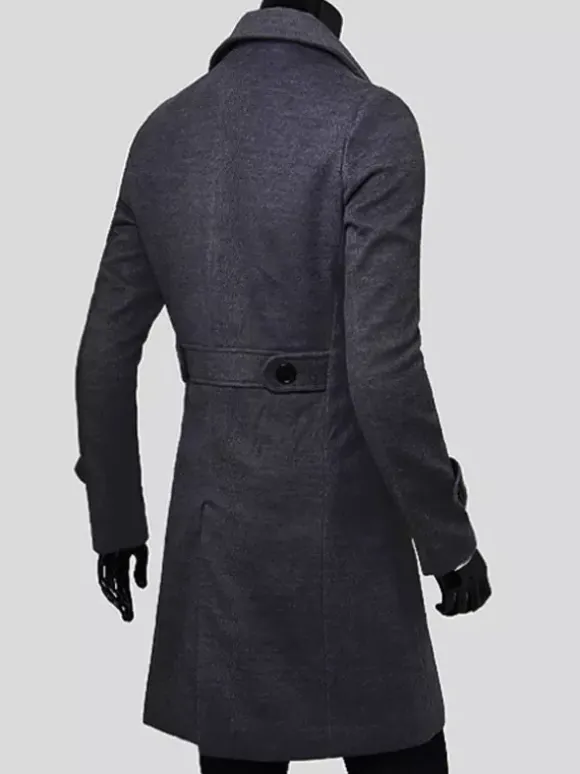 Men's Suit Double Breasted Turn-Down Collar Chic Slim Fit Maxi Coat