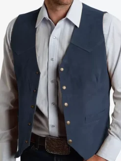Men's Suit Vest Metal Buckle Suede Vest Business Slim Fit Vest