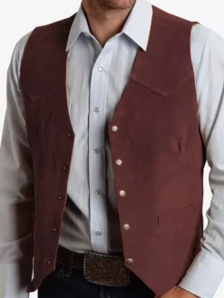 Men's Suit Vest Metal Buckle Suede Vest Business Slim Fit Vest