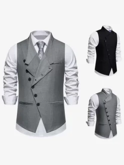 Men's Suit Vest Wedding Party Oblique Single Breasted Vest