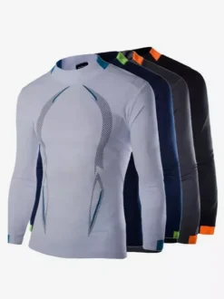 Men’s Summer Fitness Training Breathable Top Quick-Dry Sportswear Long-Sleeve T-Shirt