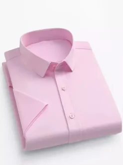 Men's Summer Shirts Elastic Slim Fit Business Casual Short-Sleeved Shirts