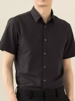 Men's Summer Shirts Elastic Slim Fit Business Casual Short-Sleeved Shirts