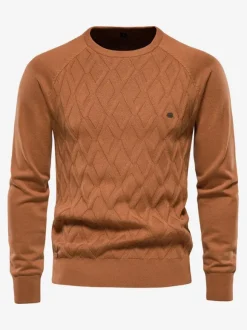 Men's Sweaters Men's Pullover Knitwear Jewel Neck Spring Khaki Khaki