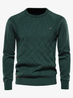 Men's Sweaters Men's Pullover Knitwear Jewel Neck Spring Khaki Khaki