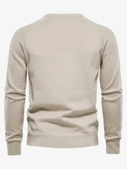 Men's Sweaters Men's Pullover Knitwear Jewel Neck Spring Khaki Khaki