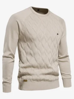 Men's Sweaters Men's Pullover Knitwear Jewel Neck Spring Khaki Khaki