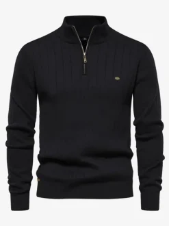 Men's Sweaters Men's Pullover Knitwear Portrait Neck Fall Dark Navy Apricot