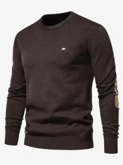 Men's Sweaters Men's Pullover Knitwear Jewel Neck Deep Brown Deep Gray