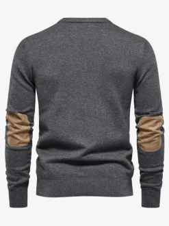 Men's Sweaters Men's Pullover Knitwear Jewel Neck Deep Brown Deep Gray
