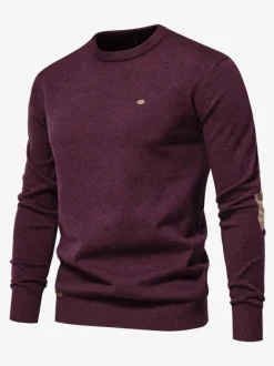 Men's Sweaters Men's Pullover Knitwear Jewel Neck Deep Brown Deep Gray