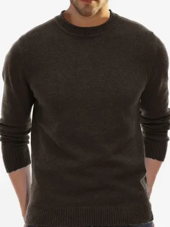 Men's Sweaters Men's Pullover Knitwear Jewel Neck Fall White Khaki