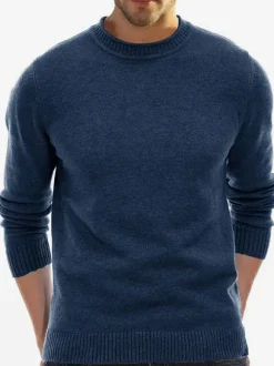 Men's Sweaters Men's Pullover Knitwear Jewel Neck Fall White Khaki
