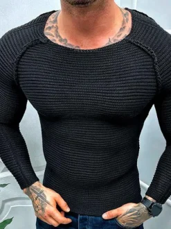 Men's Sweaters Men's Pullover Knitwear Jewel Neck Spring Apricot Apricot