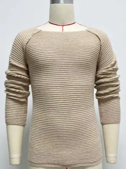 Men's Sweaters Men's Pullover Knitwear Jewel Neck Spring Apricot Apricot